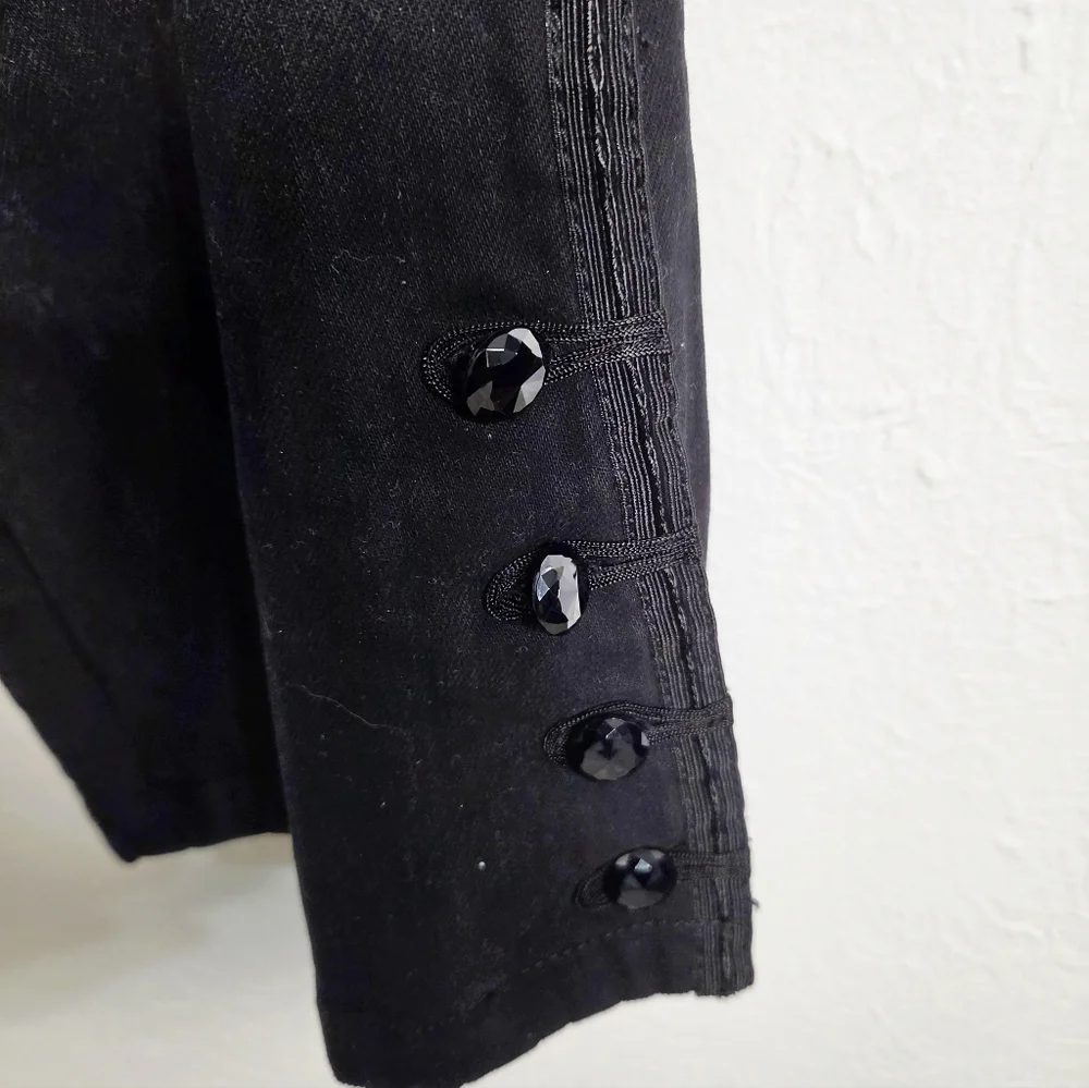 Lauren Ralph Lauren Black Jeans with 4-Buttons on Bottom Sides of Legs, Size 12 - Picture 6 of 7